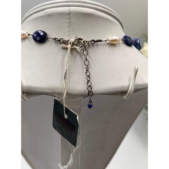 Margo Morrison Blue Lapis Combination Freshwater White Pearl Swarovski Crystal - Picture 7 of 9